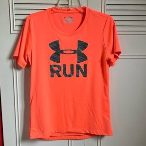 Under Armour Neon Orange “Run” Top Sz M